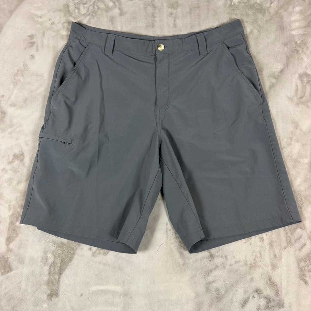 Columbia PFG Omni-Shield Mens Gray Fishing Shorts 38W 10L Performance Stretch